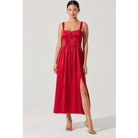ASTR the Label | Pleated Bustier Midi Dress in Red | Size M | ASTR The Label (US)
