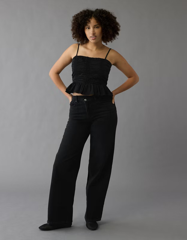 AE Strigid Curvy Super High-Waisted Baggy Straight Jean | American Eagle Outfitters (US & CA)
