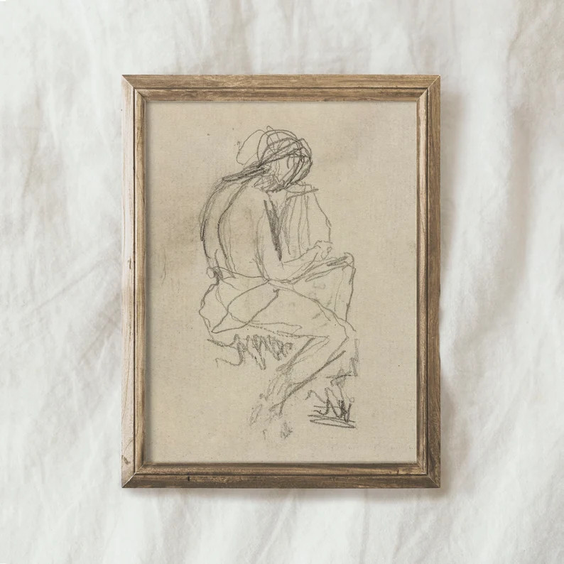 Vintage Abstract Sketch Art / Neutral Figure Drawing PRINTABLE / Line Drawing Print | D47 | Etsy (US)