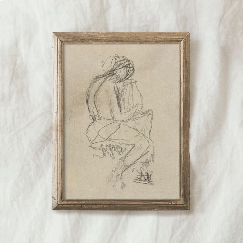 Vintage Abstract Sketch Art / Neutral Figure Drawing PRINTABLE / Line Drawing Print | D47 | Etsy (US)