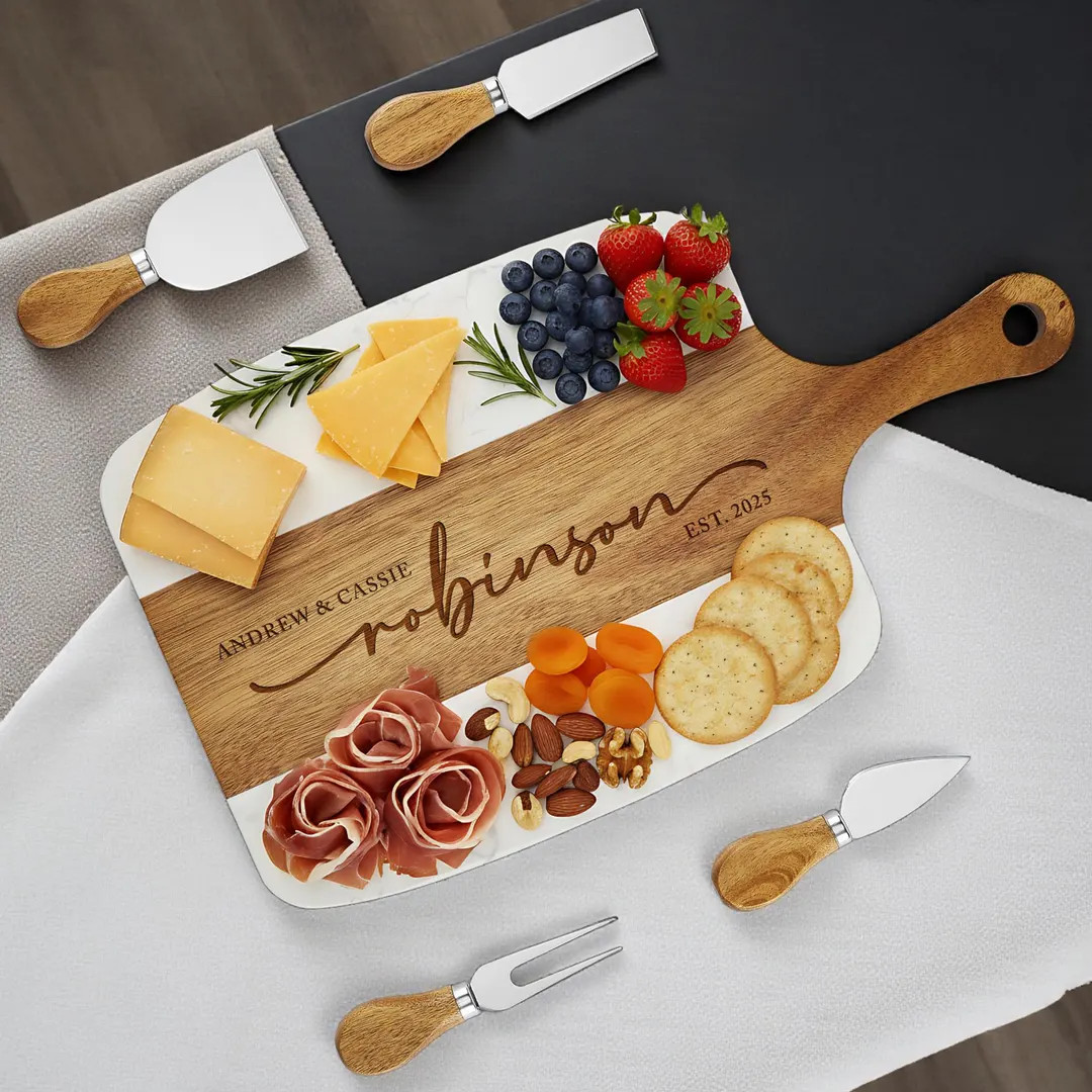 Personalized Serving Tray Board, Engraved Wedding Gift, Cheese Board Platter, Engagement Gift, Br... | Etsy (US)