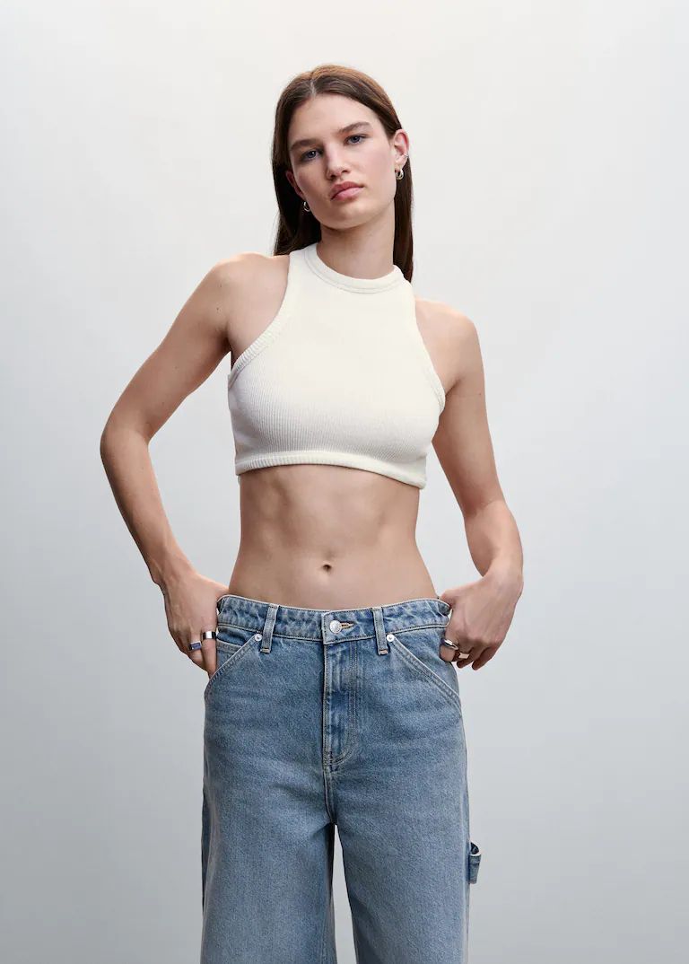 Knitted cropped top | MANGO (UK)
