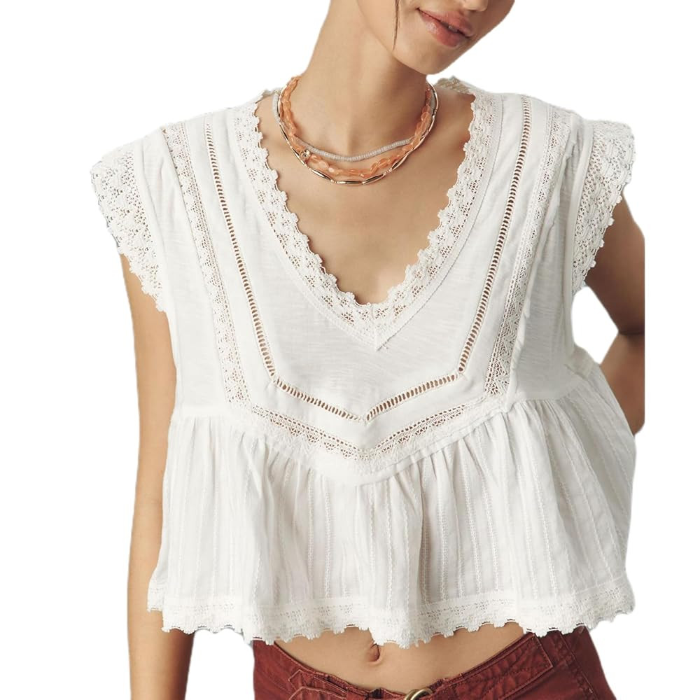 Women Y2k Embroidered Floral Swing Crop Tank Top Summer V Neck Linen Going Out Cropped Vest Beach... | Amazon (US)