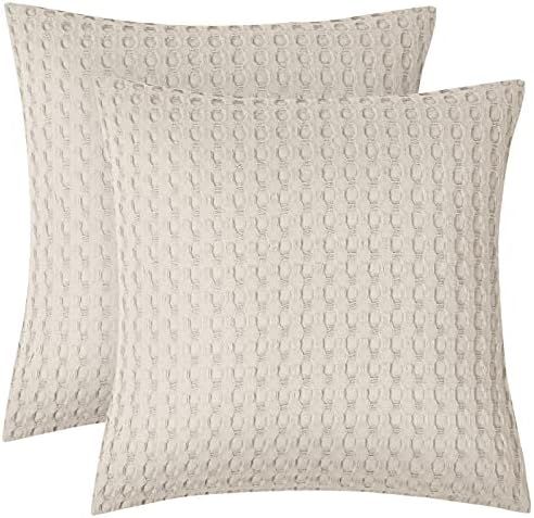 PHF 100% Cotton Waffle Weave Euro Shams 26" x 26", 2 Pack Elegant Home Decorative Euro Throw Pillow  | Amazon (US)