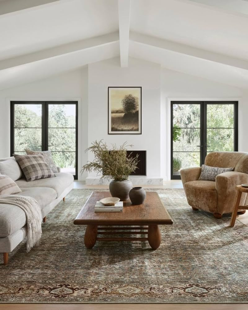 Loloi Amber Lewis Georgie Collection GER-07 Moss/Salmon 7'-6" x 9'-6", .19" Pile Height, Area Rug | Amazon (US)