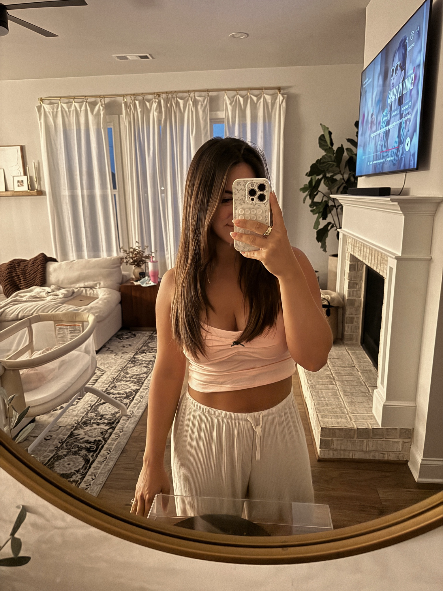 Cozy postpartum outfit! Wearing mediums in both top and bottoms!