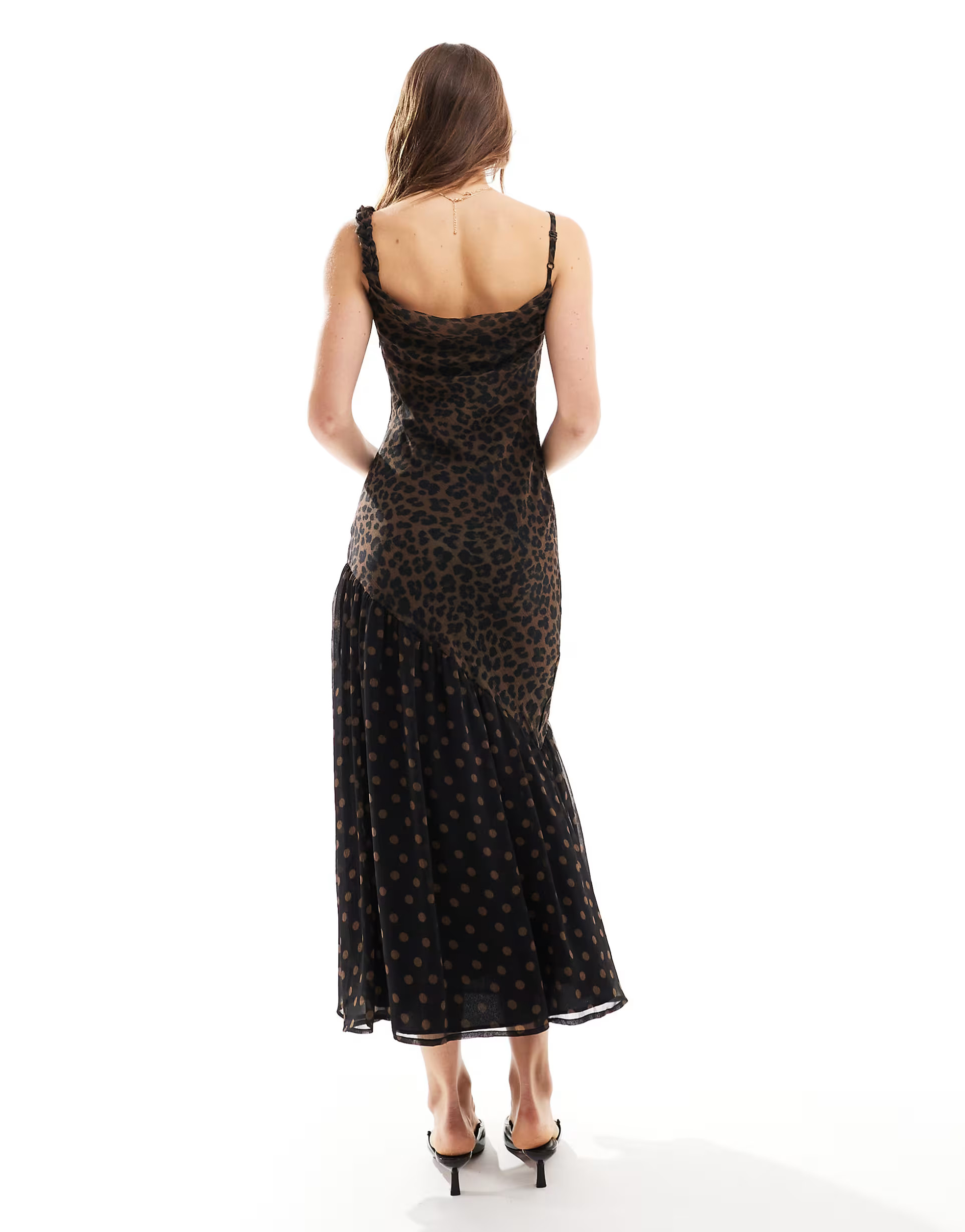 ASOS DESIGN midi slip dress with twisted straps in mixed animal print | ASOS (Global)