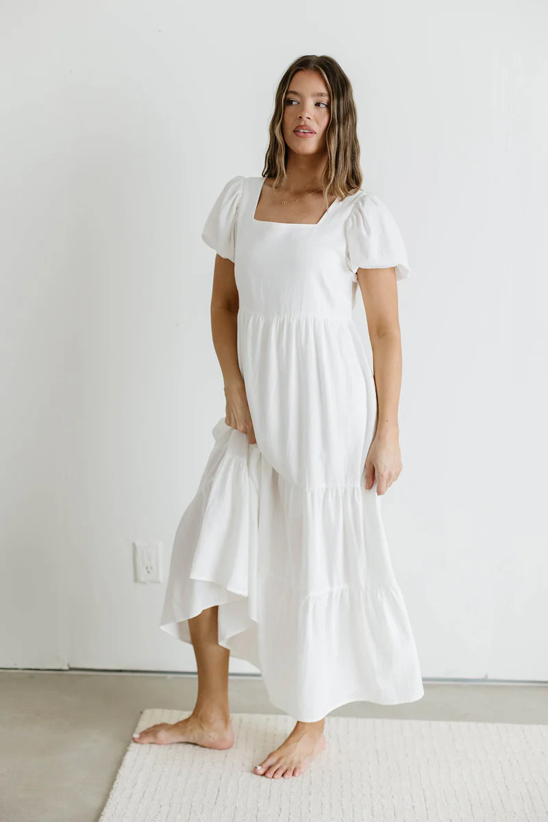 Marlina Midi Dress in Ivory | Worth Collective