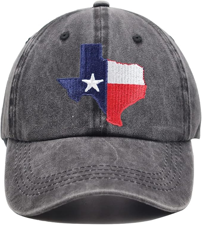 OASCUVER Texas Lone Star State Hat, TX States Flag Map Shape Embroidered Adjustable Washed Baseba... | Amazon (US)
