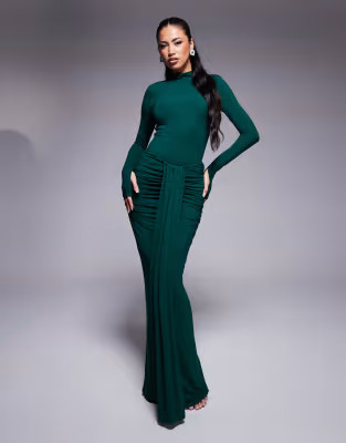 Wanderdoll high neck body and maxi skirt co-ord in emerald | ASOS (Global)