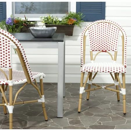 Safavieh Salcha Outdoor French Bistro Side Chair, Set of 2-Red/White | Walmart (US)