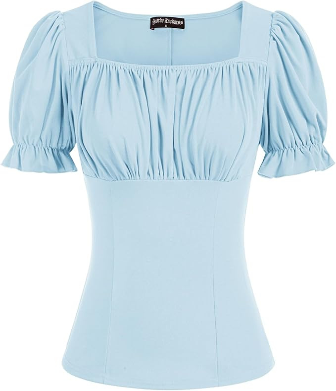 Scarlet Darkness Peasant Tops for Women Vintage Puff Sleeve Square Neck Renaissance Shirt | Amazon (US)