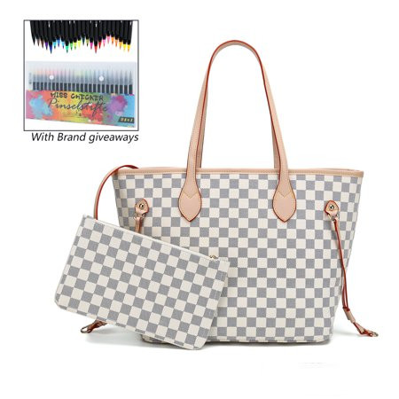 Miss Checker Women White Checkered Shoulder Tote Bags Ladies Fashion Handbags Female Satchel Purse | Walmart (US)