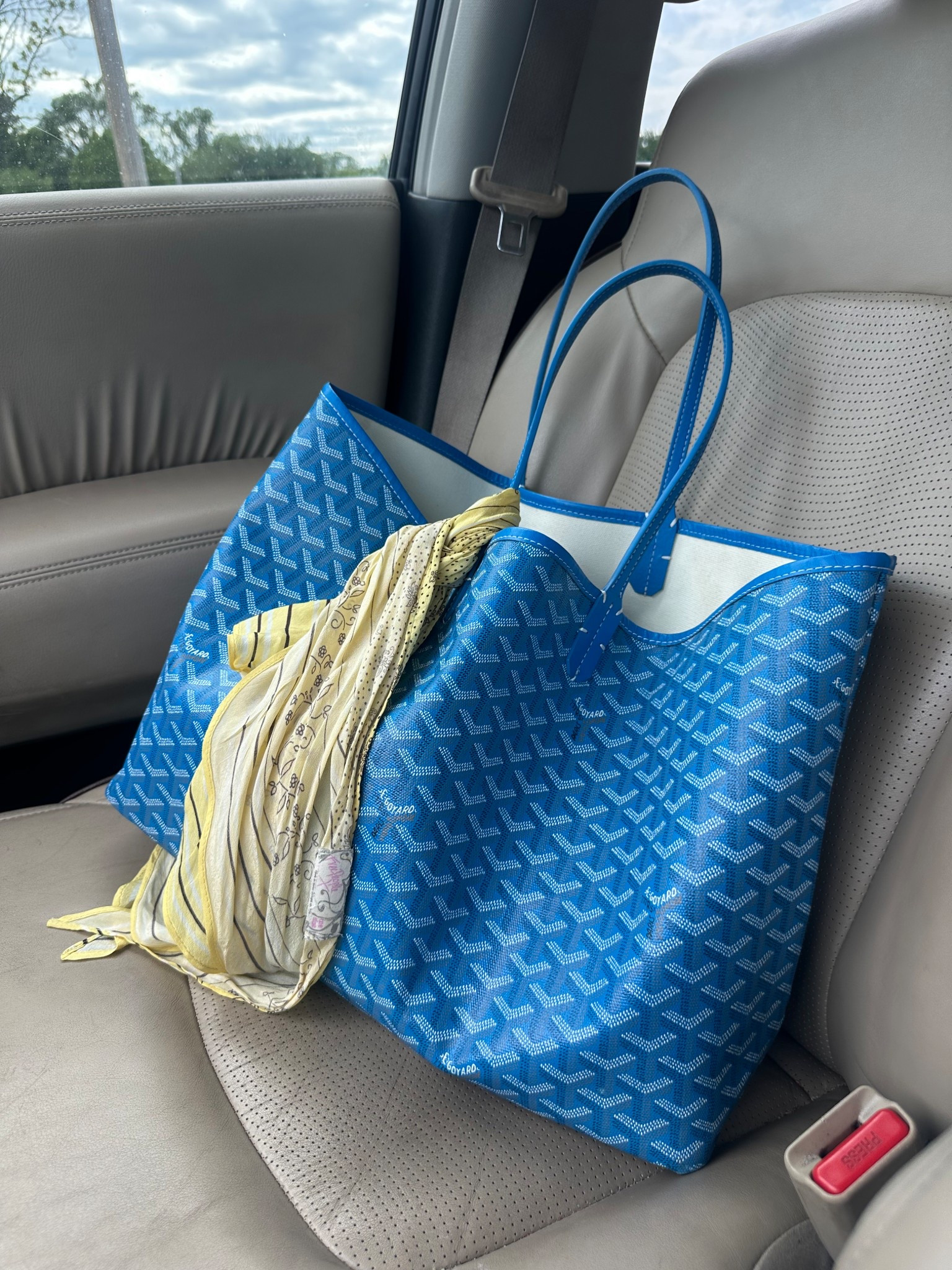I have the large tote in sky blue 