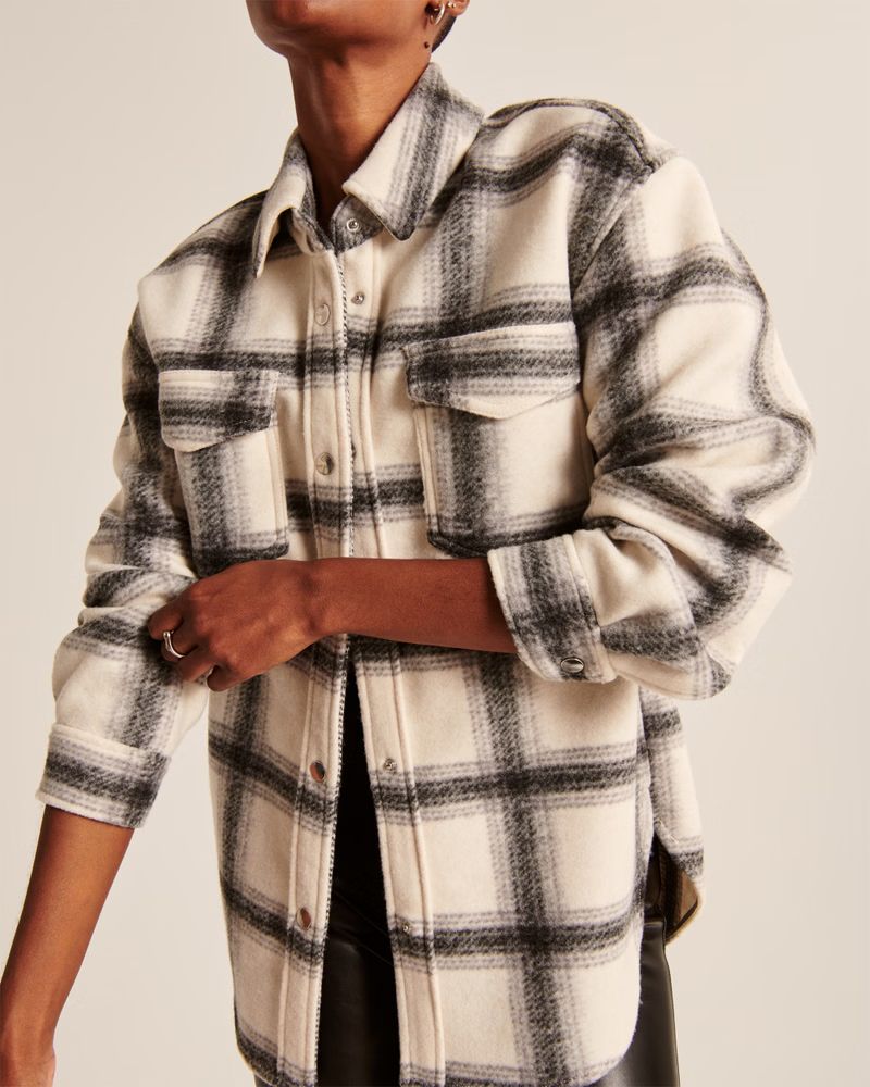 Women's Plaid Wool-Blend Shirt Jacket | Women's Coats & Jackets | Abercrombie.com | Abercrombie & Fitch (US)