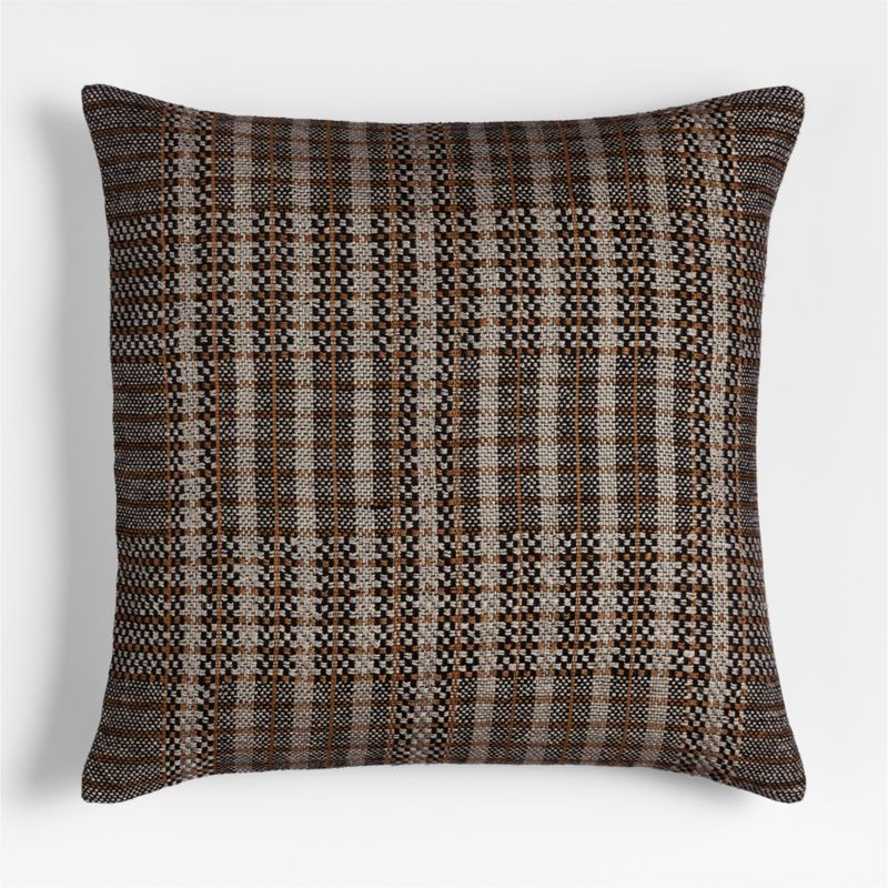 Katla Woven Linen Plaid 23"x23" Ink Black Throw Pillow Cover | Crate & Barrel | Crate & Barrel