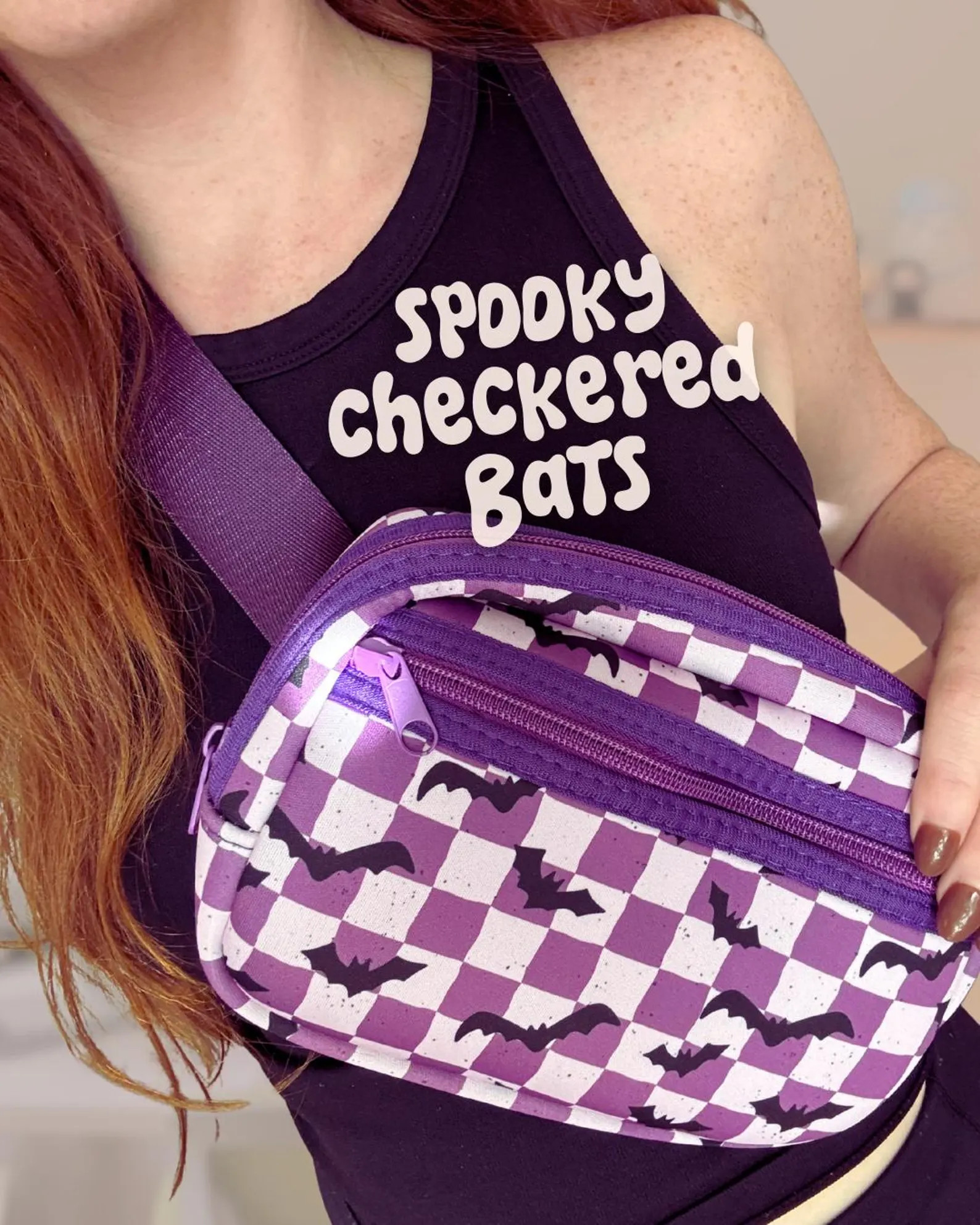 Spooky Checkered Bats Crossbody Bag, Purple Halloween Crossbody, Spooky Cute, Fall Accessoires, I... | Etsy (Global)