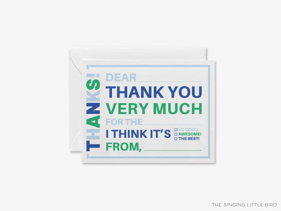 Kids Fill in the Blank Thank You Notes  Boys Thank You Cards - Etsy | Etsy (US)