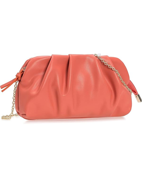 CHARMING TAILOR Chic Soft Vegan Leather Clutch Bag Dressy Pleated PU Evening Purse for Women | Amazon (US)