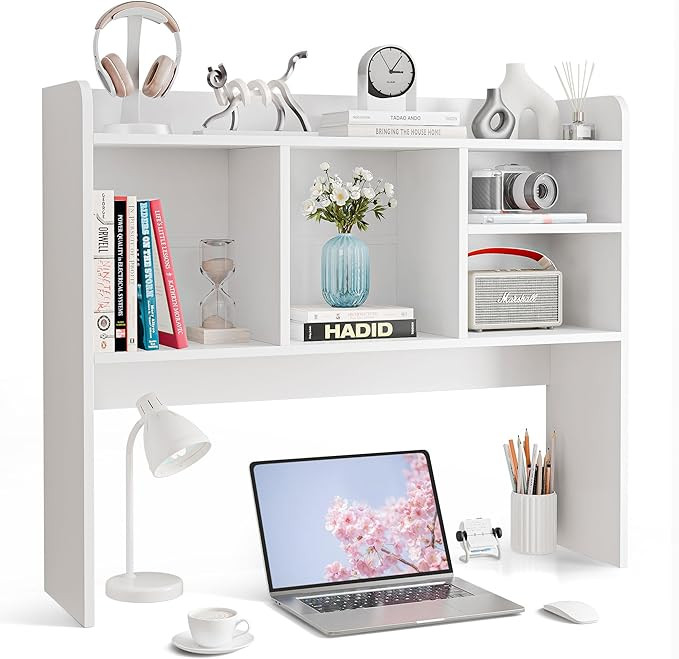 SUPER DEAL Desktop Bookshelf, Countertop Storage Hutch with 4 Shelves for Computer Desk, 2-Tier D... | Amazon (US)