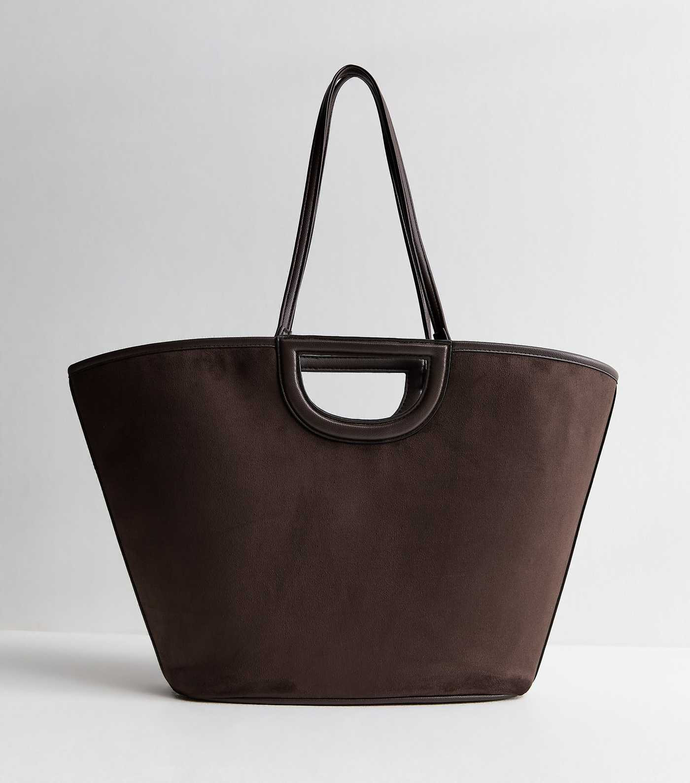 Dark Brown Faux Leather Winged Tote Bag | New Look | New Look (UK)