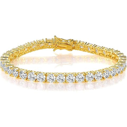 PAVOI 14K Gold Plated Tennis Bracelets for Women - 3mm Cubic Zirconia Classic Gold Tennis Bracele... | Amazon (US)