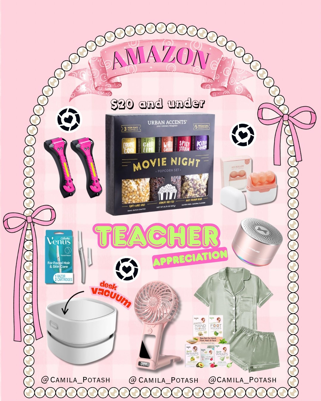 🍏Amazon Teacher Gifts Under $20! Yes, Really!

Need affordable Teacher Appreciation Week gift ideas that are cute, practical and thoughtful? Everything in this guide is $20 and under on Amazon—and still feels luxe! Whether you’re shopping for coworkers, teacher friends, or your child’s favorite educator, these gifts are fun, useful, and guaranteed to bring smiles.

What’s in the guide:

	•	Movie Night popcorn set – the ultimate gift for cozy evenings
	•	Mini desk vacuum – adorable AND functional for classroom clean-up
	•	Portable fan & Bluetooth speaker – classroom must-haves for comfort and fun
	•	Ice roller for face & under eyes – a refreshing self-care essential
	•	Venus facial razors – gentle grooming for skincare-loving teachers
	•	Spa gift sets: foot & hand masks – perfect for end-of-day relaxation
	•	Satin pajama set – so chic, they’ll never believe it was under $20!

These teacher gifts are budget-friendly, Prime-eligible, and perfect for last-minute shopping. Great for gift baskets, standalone surprises, or even coworker appreciation!


#AmazonUnder20 #TeacherAppreciationGifts #LTKteacher #AmazonGifts #AffordableGifts #TeacherGiftIdeas #GiftsForTeachers #LTKunder50 #AmazonFinds #PrimeGifts #LTKAmazonFinds #TeachersOfInstagram #TeacherFavorites #ClassroomMustHaves #TeacherLife #EndOfYearGifts

#LTKFindsUnder50 #LTKGiftGuide #LTKFindsUnder100