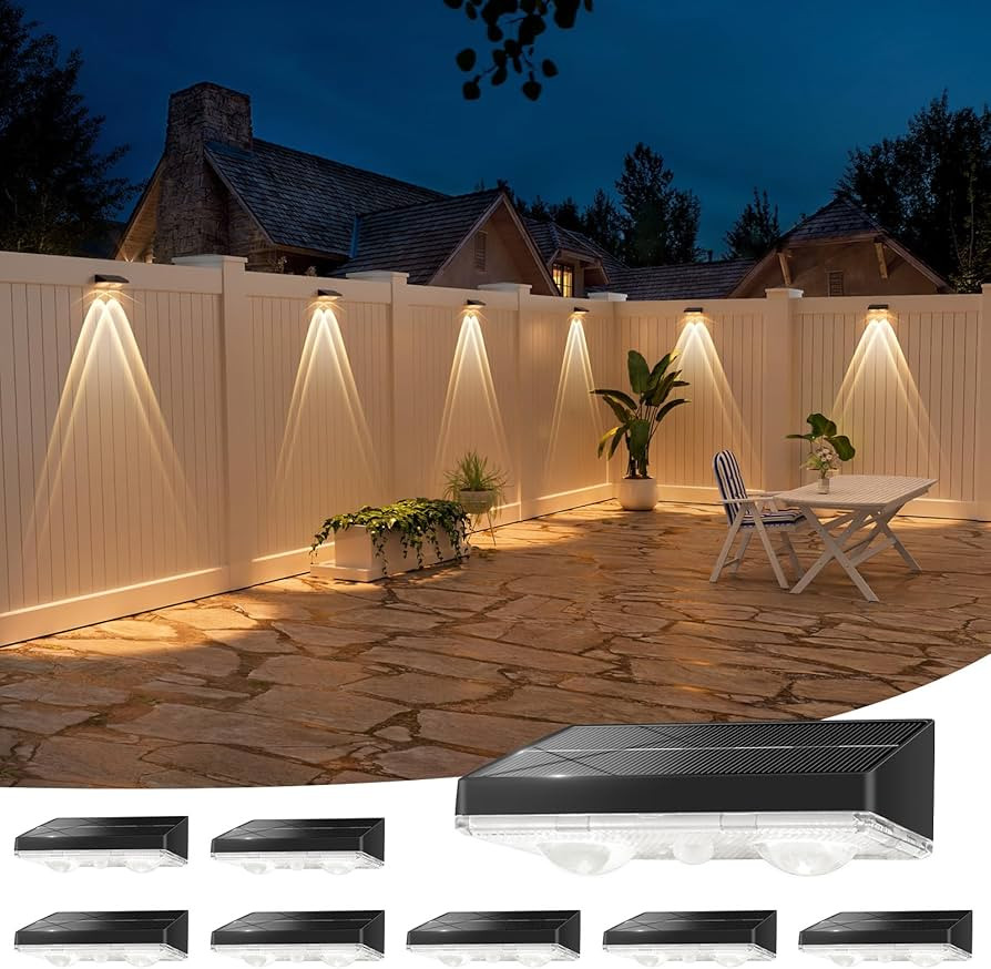 NIORSUN Solar Fence Lights,8 Pack Solars Deck Light,Warm White Color,Outdoor Bulb Waterproof Led ... | Amazon (US)