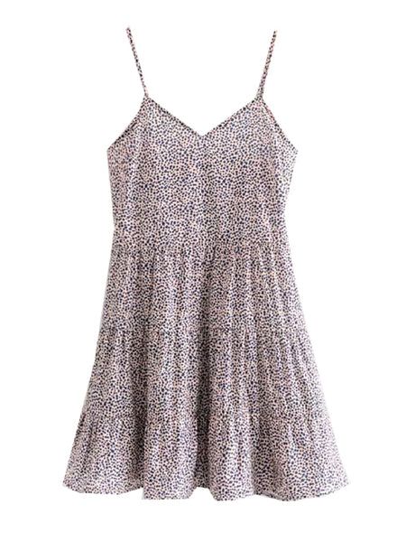 'Kendall' Patterned Strap Flared Dress | Goodnight Macaroon
