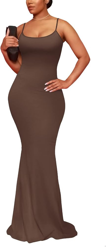 Hafailia Women's Casual Soft Lounge Long Slip Dress Sexy Sleeveless Bodycon Maxi Dresses Evening ... | Amazon (US)