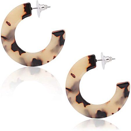 Leopard Hoop Earrings for Women Tortoise Shell Earrings Acrylic Earrings Resin Earrings | Walmart (US)