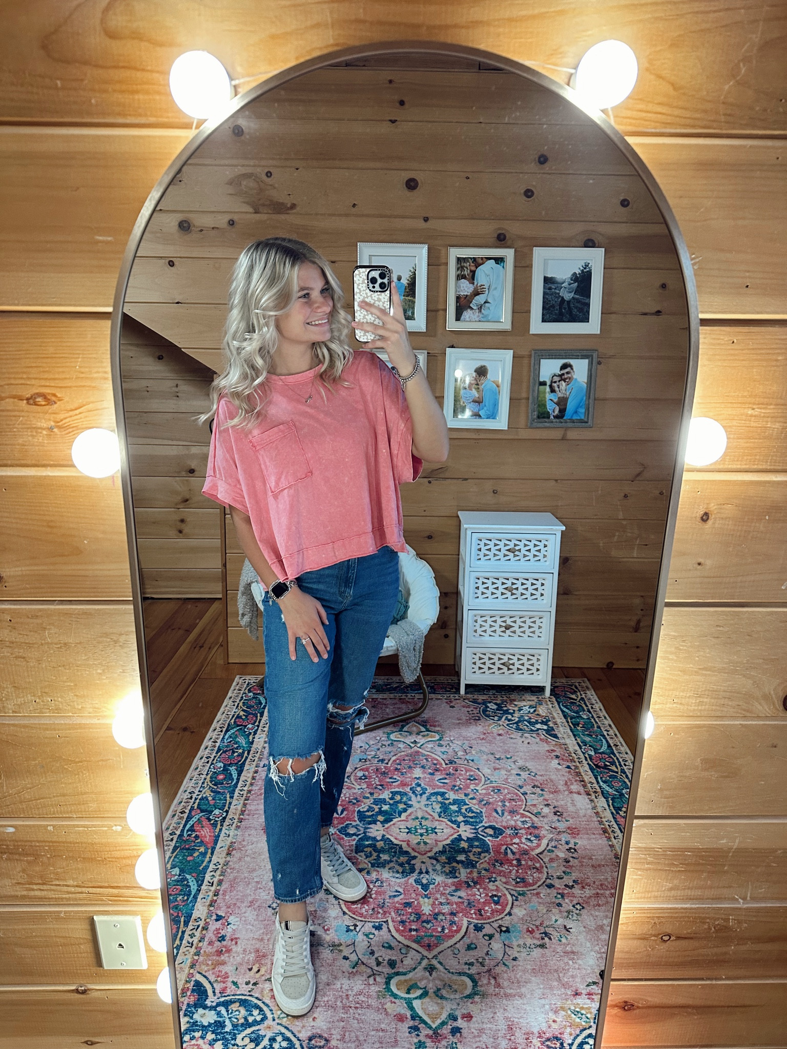 Top is originally from Altar’d State but I have linked similar ones! 
Jeans are mom jeans from Abercrombie and I linked similar ones! 
Shoes are Shu Shop and I linked similar pairs! 
Jewelry is Amazon and is linked! 

#LTKFallSale #LTKFindsUnder50 #LTKStyleTip