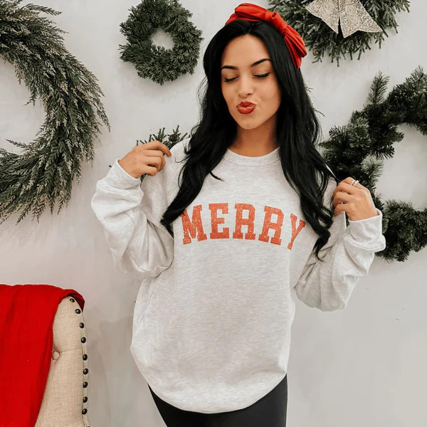 Distressed Merry Sweatshirt | Mountain Moverz