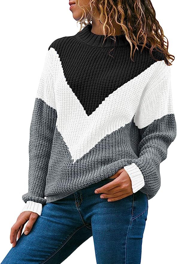 Acelitt Women's Long Sleeve Crewneck Knit Pullover Sweater, S-XXL | Amazon (US)