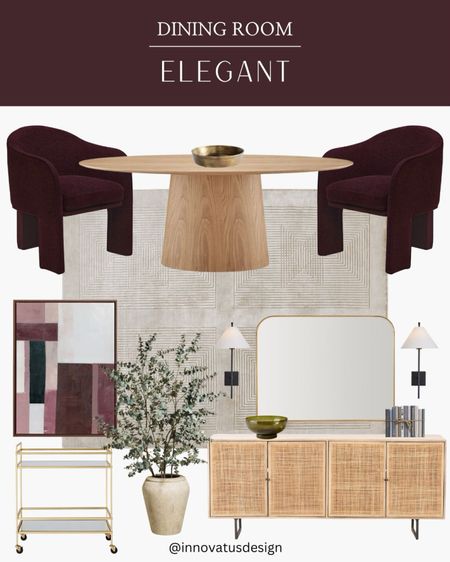 Easily create an elegant and sophisticated dining room by using a rich and deep color palette! We love the burgundy and deep aubergine tones of this dining room design! 

#LTKhome #LTKfamily #LTKSeasonal