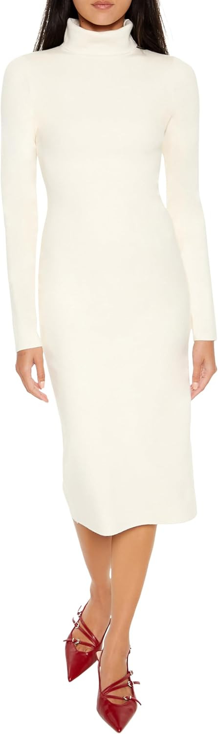 Forever 21 Women's Turtleneck Midi Sweater Dress | Amazon (US)