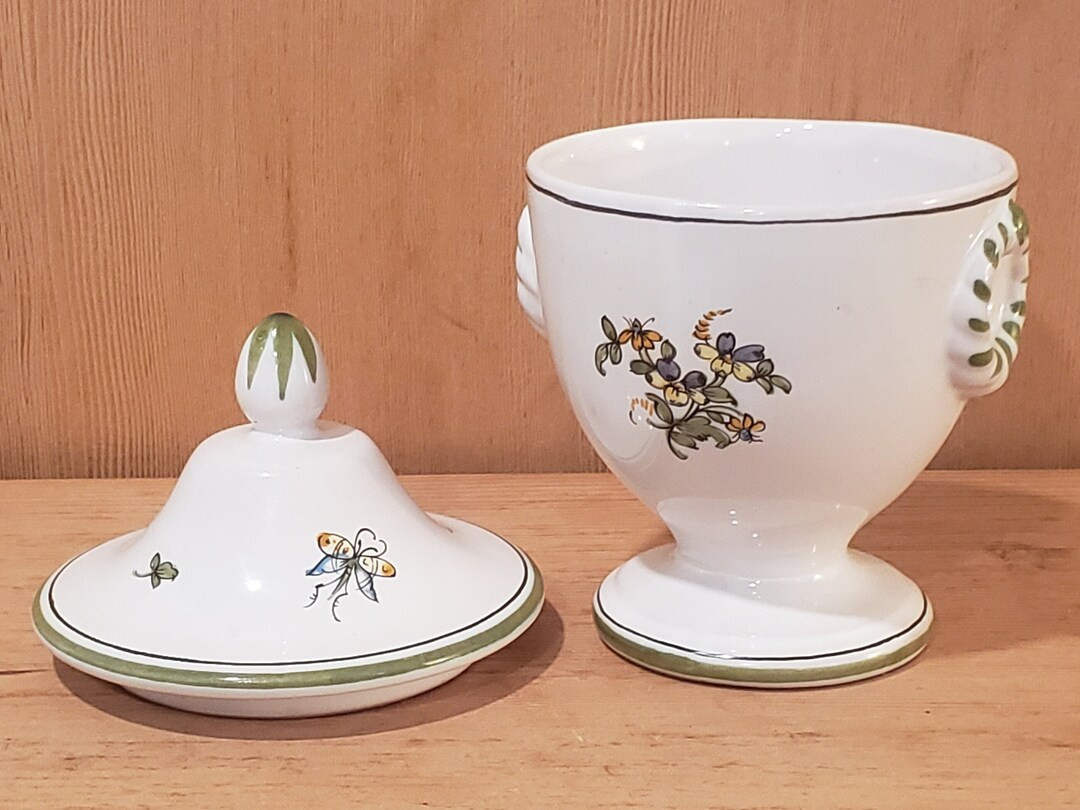 French Faience Lidded Ceramic Urn Jar Hand Painted and Signed Louis Moustiers Vintage French Pott... | Etsy (US)