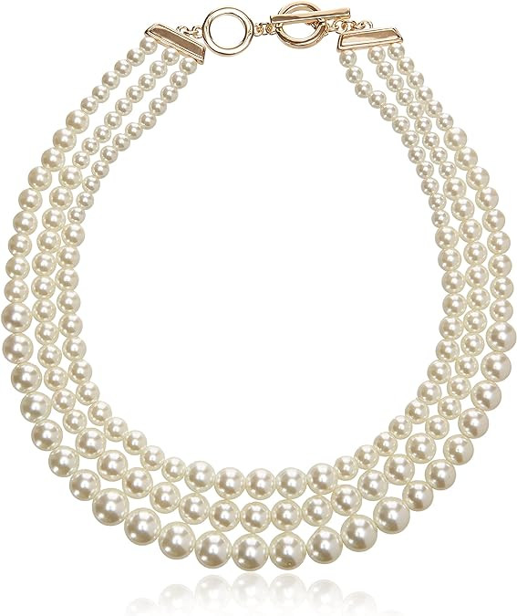 Anne Klein Women's Pearl Collar Necklace, Statement Fashion Jewelry with Pearl Accents and Adjust... | Amazon (US)
