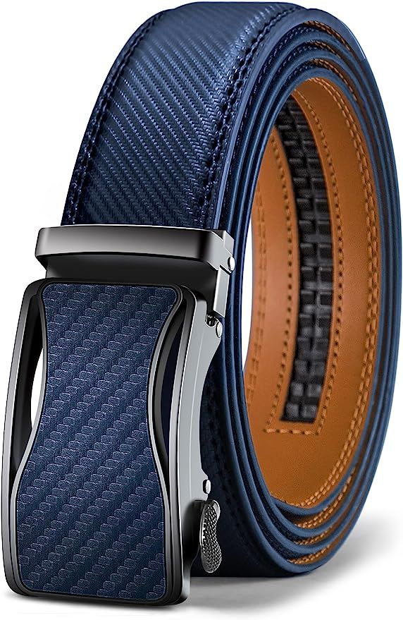 BULLIANT Mens Ratchet Belt, Leather Adjustable Slide Belt For Mens Dress Casual Pant 1 3/8",Size ... | Amazon (US)