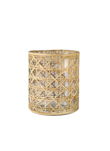 Serene Spaces Living Saigon Cane Wrapped Glass Hurricane Candle Holder, Centerpiece for Tables, Wedding Vases, Living Room & Mantel Decor (Large - Pack of 6) | Amazon (US)