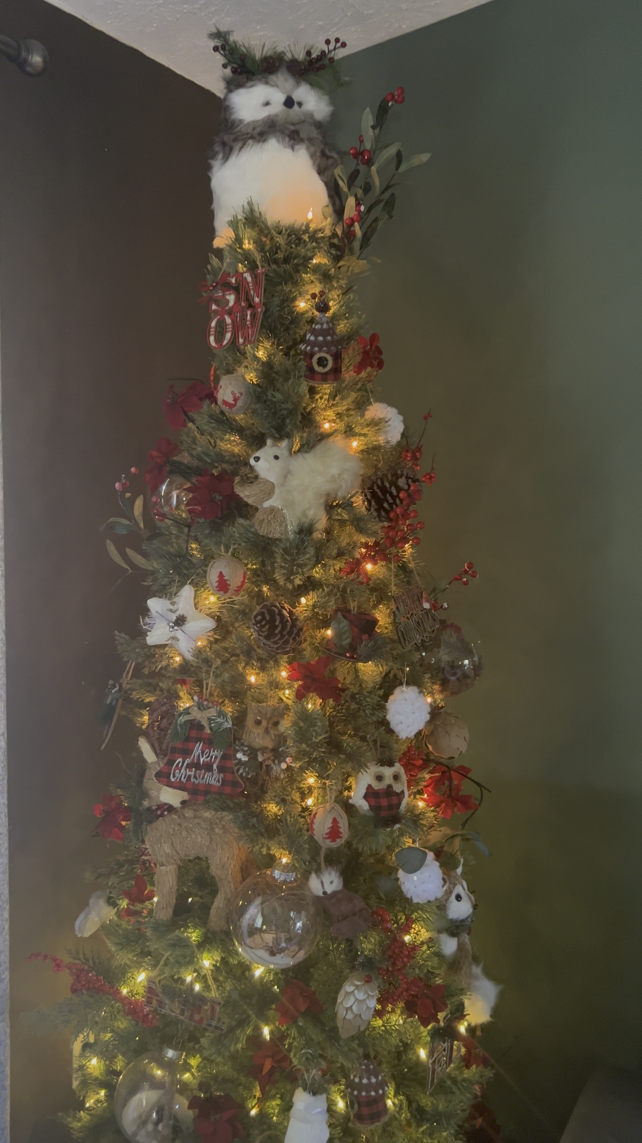 Our woodland Christmas tree ❤️🎄 Christmas woodland. Rustic Christmas. Red plaid. Animals. Traditional Christmas decorations 

#LTKSeasonal #LTKHolidaySale #LTKHoliday