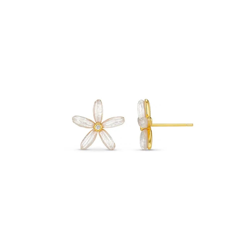 Pearl & Crystal Daisy Stud Earrings | Orelia