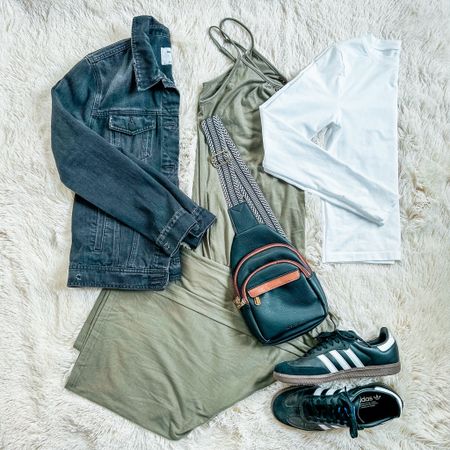 Flatlay Style | Jumpsuit | Denim Jacket | Adidas Sneakers | Belt Bag 

#LTKstyletip #LTKitbag #LTKshoecrush