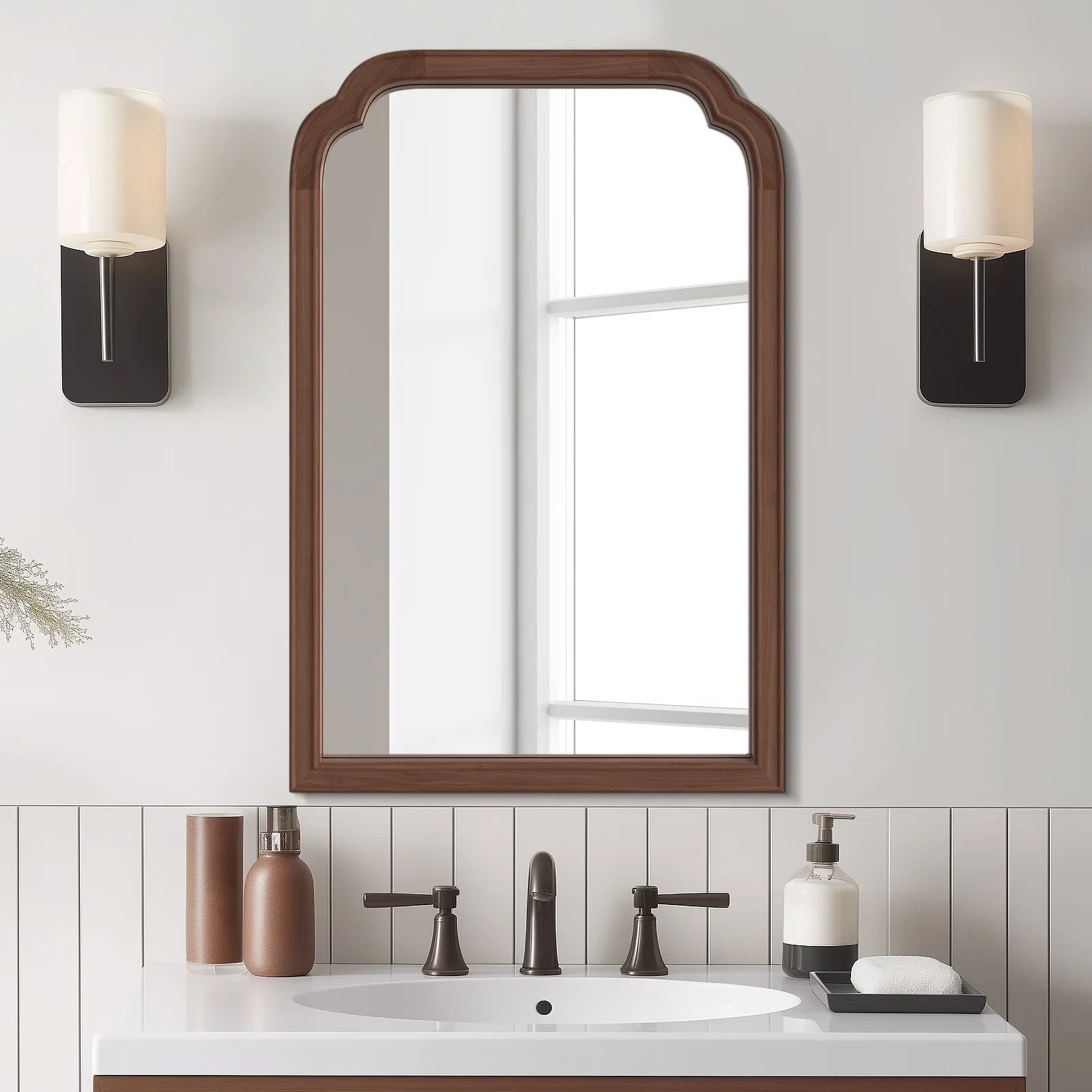 Winston Porter Ancalin Wood Accent Wall Mirror for Bathroom Bedroom Decorative Mirror & Reviews |... | Wayfair North America