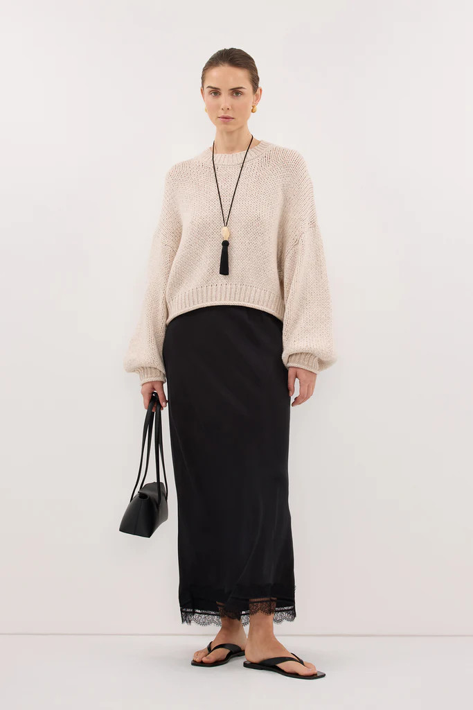 ANDREA BLACK CUPRO MIDI SKIRT | DISSH