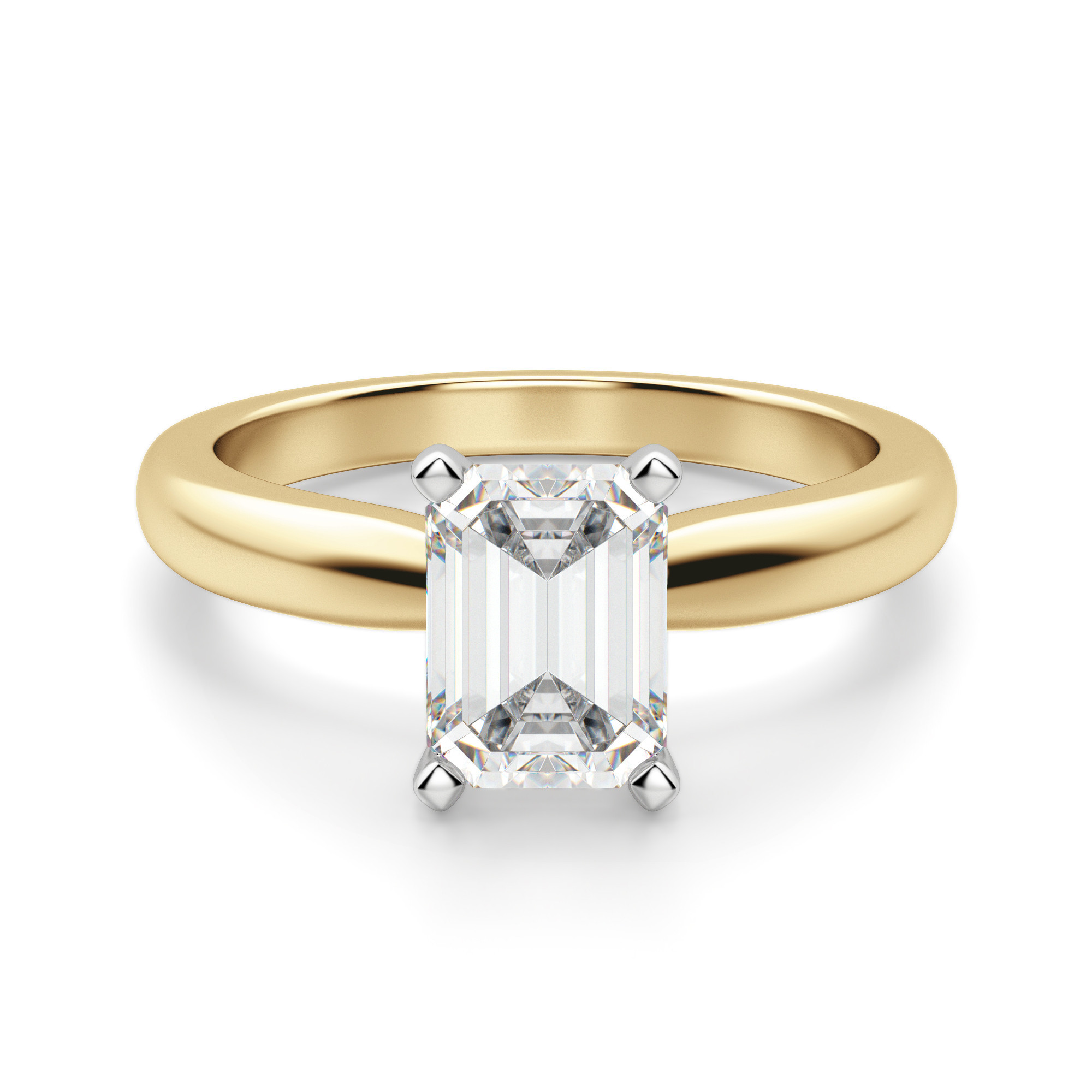 Lab Grown Diamond Tapered Classic Emerald Cut Solitaire Engagement Ring ½ Ct. Center in White | 14K  | Diamond Nexus