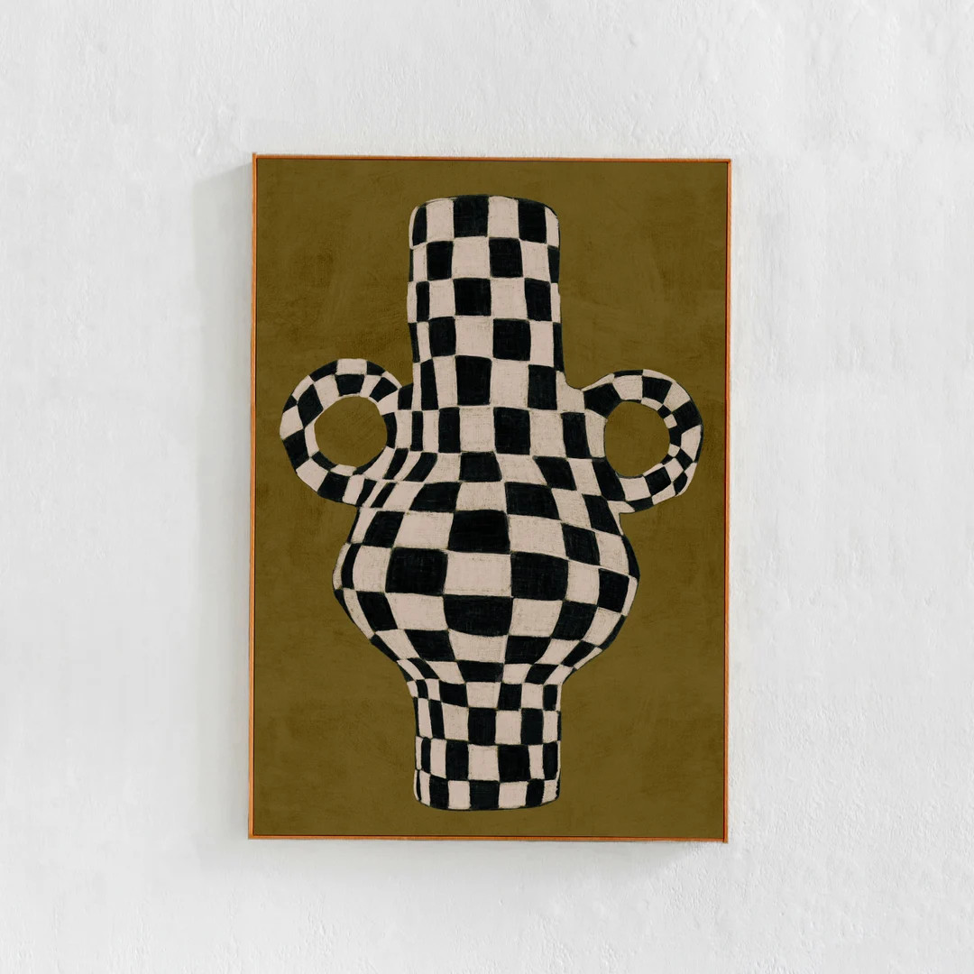 Scandi Modern Checkered Decor: Digital Downloadable Art Print, Contemporary, Eclectic Vase Painti... | Etsy (US)