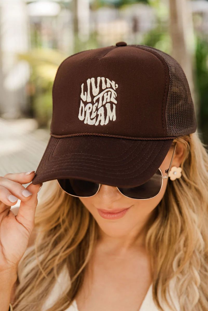 Living the Dream Brown Trucker Hat FINAL SALE | Pink Lily