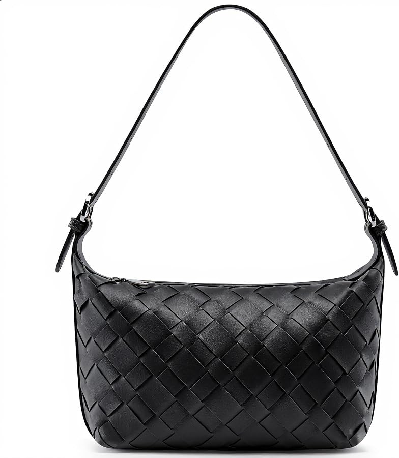 Woven Faux Leather Hobo Bag for Women Cute Shoulder Handbag Soft Daily Purse for Work Travel with... | Amazon (US)