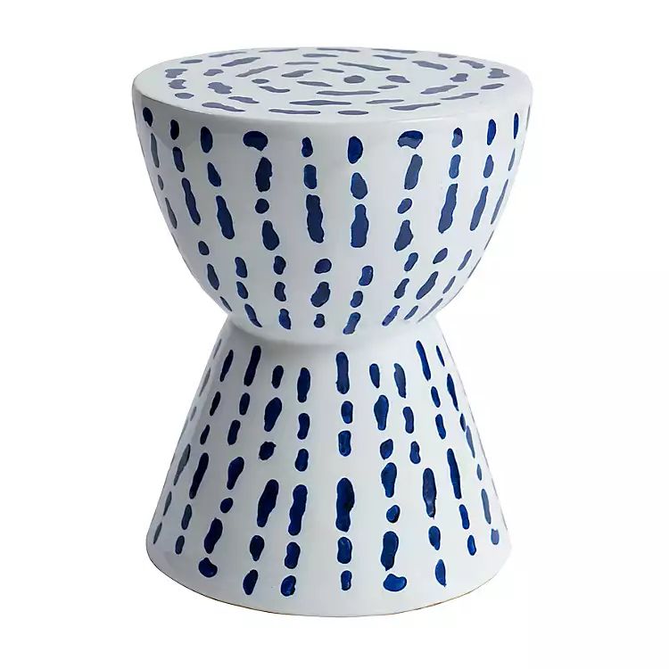 New! White and Blue Ceramic Stool | Kirkland's Home